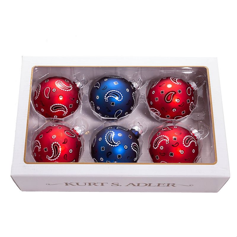 Bandana Style Ball Christmas Ornament 6-piece Set, Multicolor