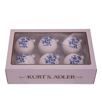 Delft Inspired Blue Ball Christmas Ornament 6 pc Set
