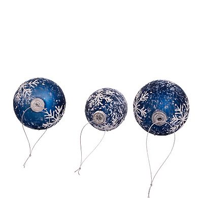 Kurt Adler 80MM Glass Ball, Onion, & Teardrop Ornaments with Snowflake 3-Piece Set
