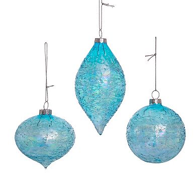 Blue Finial Christmas Ornament 3-piece Set