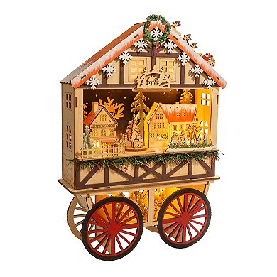 Light-Up Musical Wagon Christmas Village Scene Floor Decor