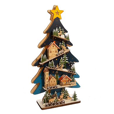 Light-Up Christmas Tree Village Floor Decor