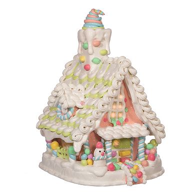 Light-Up Pastel Faux Gingerbread House Christmas Table Decor