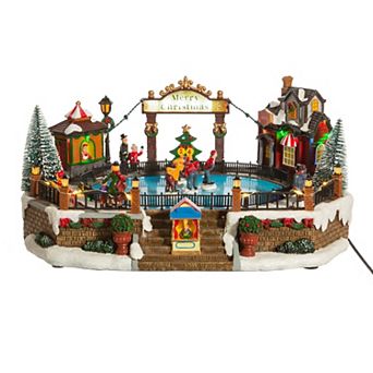 Kurt Adler 6.5-Inch LED Musical Ice Hockey Rink Table Piece