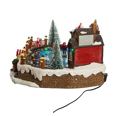 Kurt Adler 6.5-Inch LED Musical Ice Hockey Rink Table Piece