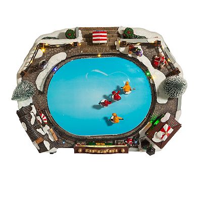 Kurt Adler 6.5-Inch LED Musical Ice Hockey Rink Table Piece