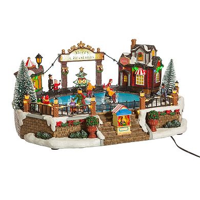 Kurt Adler 6.5-Inch LED Musical Ice Hockey Rink Table Piece