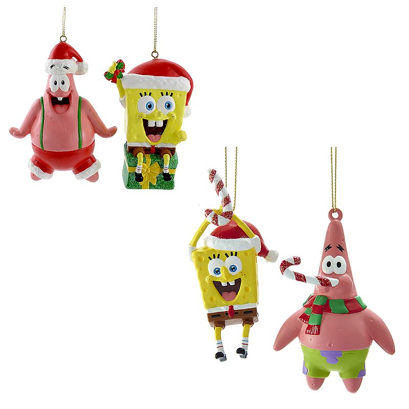 SpongeBob SquarePants & Patrick Christmas Ornament 4-piece Set, Multicolor