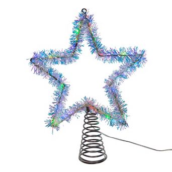Kurt Adler 12.2-Inch Tinsel Star Tree Topper with RGB LED Lights