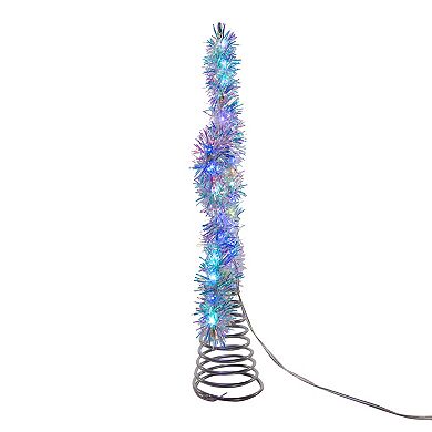 Kurt Adler 12.2-Inch Tinsel Star Tree Topper with RGB LED Lights