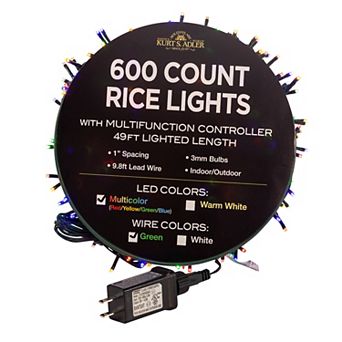 Kurt Adler 600-Light 49-Ft. Multi-Color LED Rice Light Set