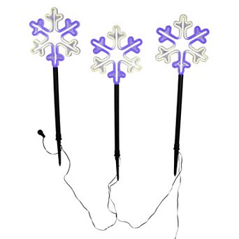 Kurt Adler 26" Multi-Color LED Snowflake Yard Stake Set