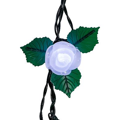 Kurt Adler UL 10-Light Cool White Frost White Rose Light Set