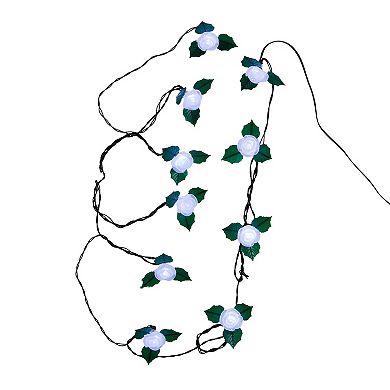 Kurt Adler UL 10-Light Cool White Frost White Rose Light Set