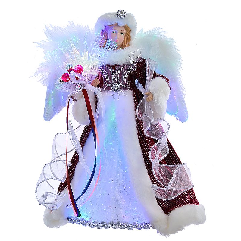 33411890 Burgundy Dress Angel LED Christmas Tree Topper, Re sku 33411890