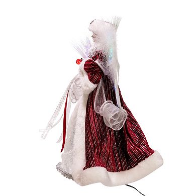 Burgundy Dress Angel LED Christmas Tree Topper