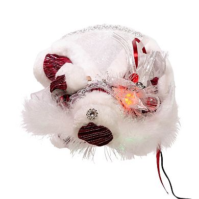 Burgundy Dress Angel LED Christmas Tree Topper