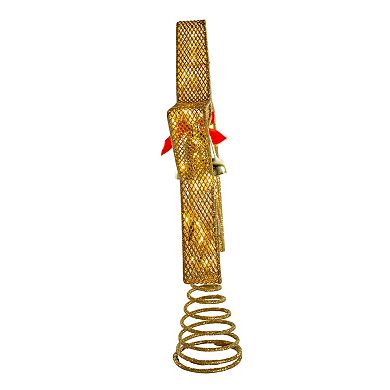 Kurt Adler 12" 45-Light Gold Star Tree Topper with Bell