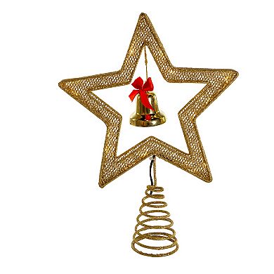 Kurt Adler 12" 45-Light Gold Star Tree Topper with Bell