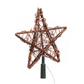 Kurt Adler 20-Light Fairy Light Natural Rattan Star Tree Topper