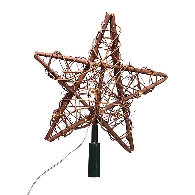 Kurt Adler 20-Light Fairy Light Natural Rattan Star Tree Topper