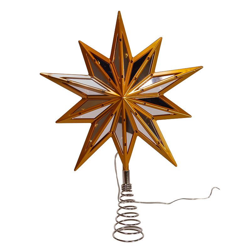 Kurt Adler 25-Light 13.5-Inch 10-Point Gold Star Tree Topper, Multicolor