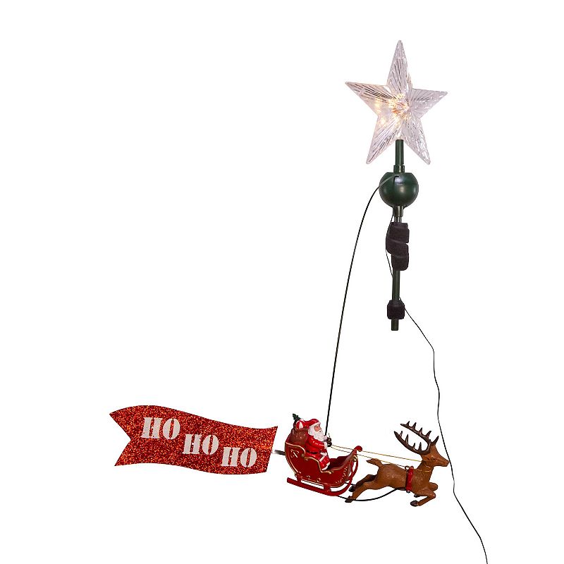 Kurt Adler 19.7 LED Star Tree Topper with Rotating Santa, Multicolor