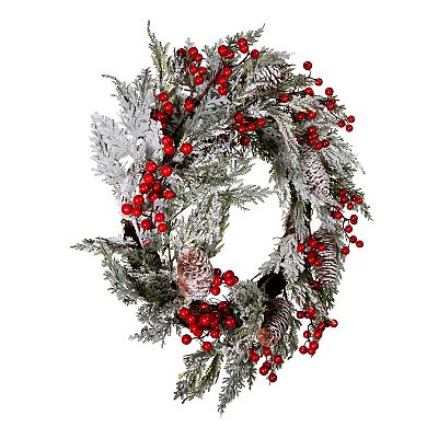 Flocked Berry Artificial Wreath