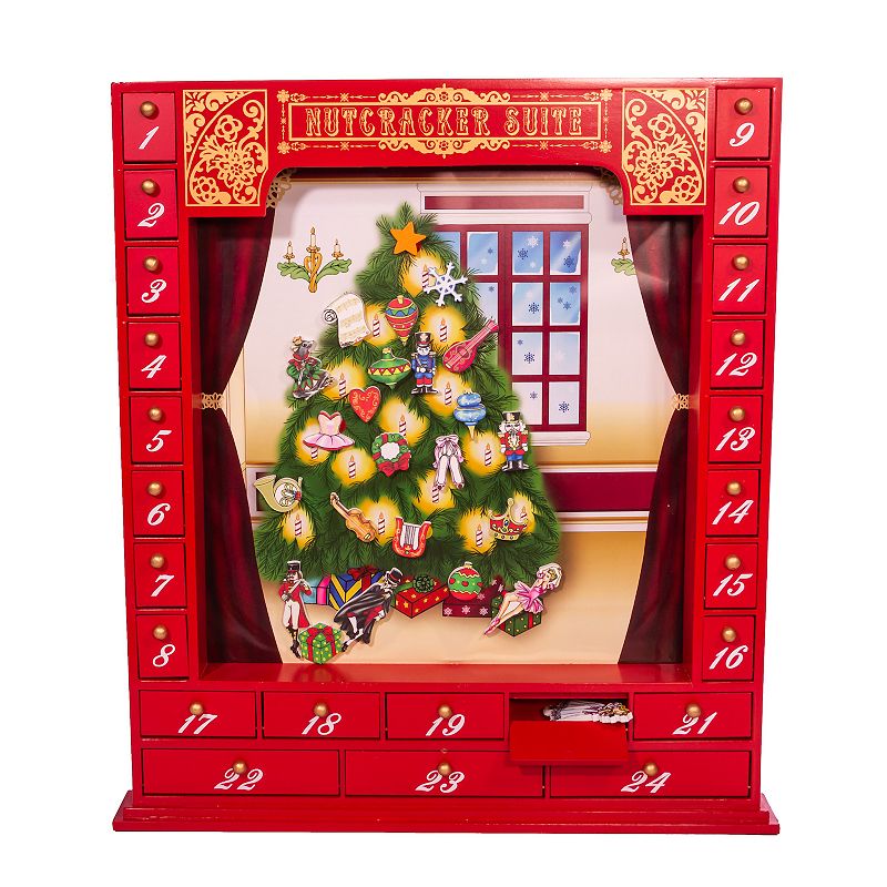Nutcracker Suite Advent Calendar Christmas Floor Decor, Red