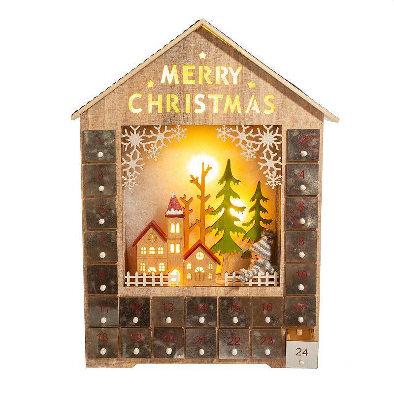 LED Christmas Advent Calendar House Floor Decor, Multicolor