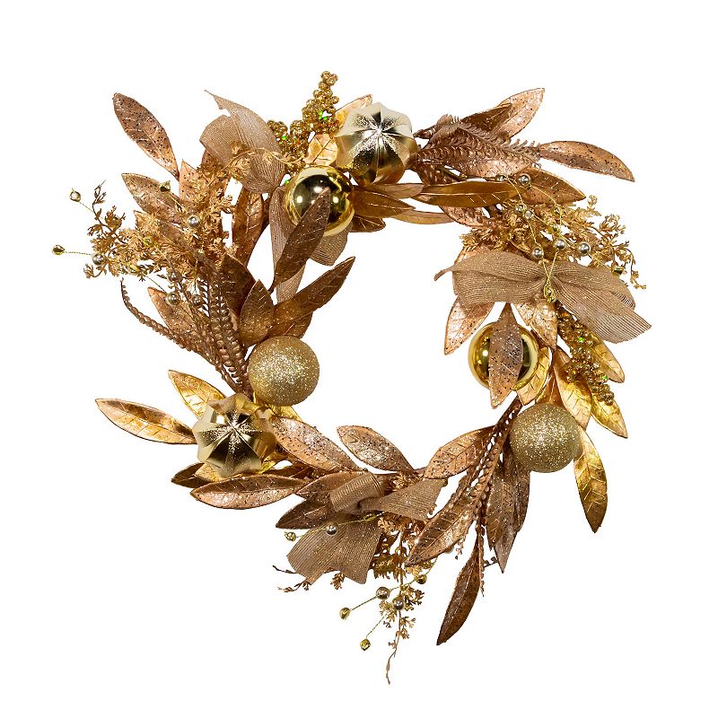 Gold Finish Artificial Wreath, Multicolor