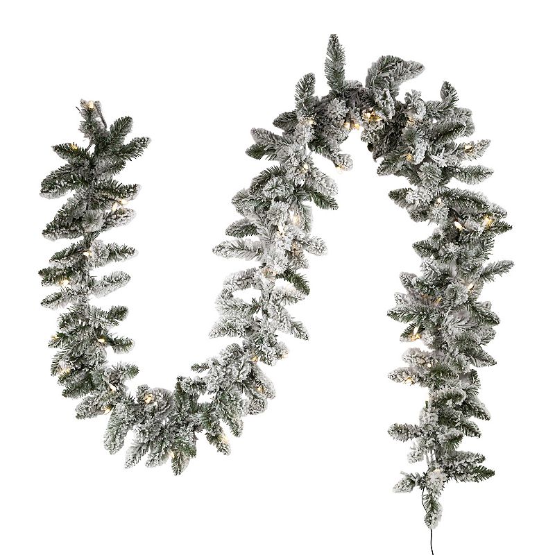 9-ft. LED Snowy Pine Artificial Garland, Multicolor