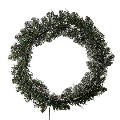 LED Snowy Pine Artificial Wreath