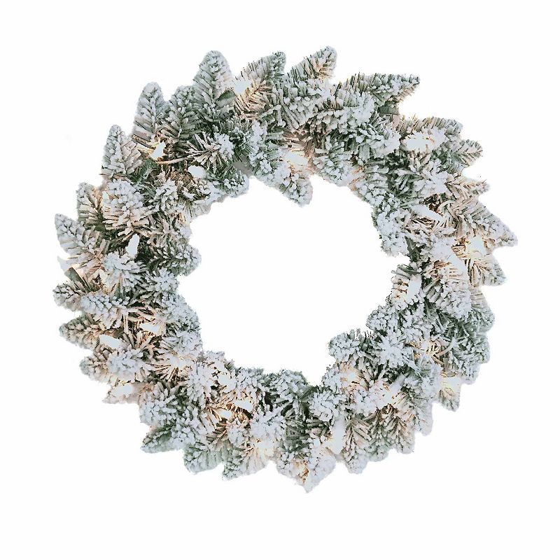 83068184 Pre-Lit Snow Pine Artificial Wreath, White sku 83068184