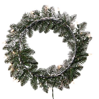 Pre-Lit Snow Pine Artificial Wreath