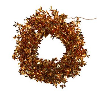 Pre-Lit Gold Finish Artificial Wreath