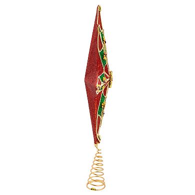 Kurt Adler 16-Inch 8-Point Red, Green, & Gold Traditional Star Tree Topper
