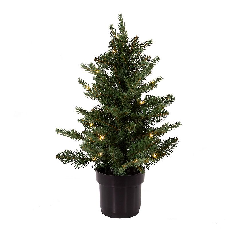 LED Miniature Potted Artificial Christmas Tree, Green