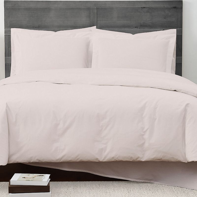 Cannon Solid Percale 2-piece Duvet Cover Set with Shams, Pink, Twin