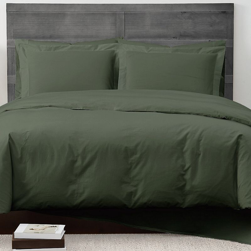 Cannon Solid Percale 2-piece Duvet Cover Set with Shams, Green, King