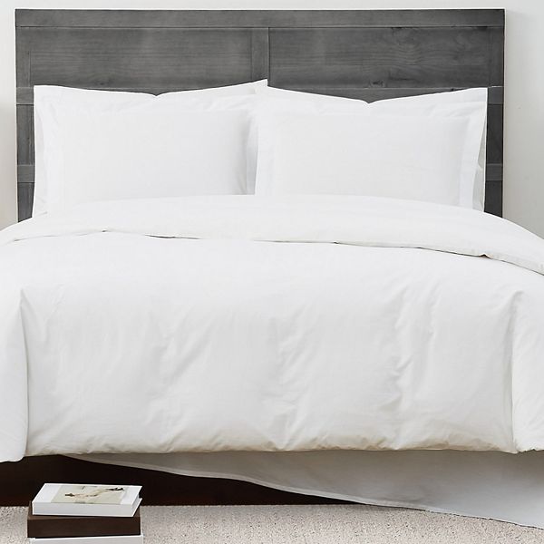 CANNON Solid Percale 3-Piece White Cotton King Duvet Cover Set