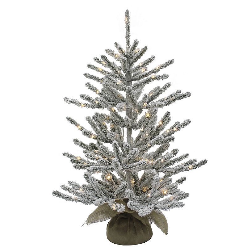 3-ft. LED Vail Flocked Pine Artificial Christmas Tree, White