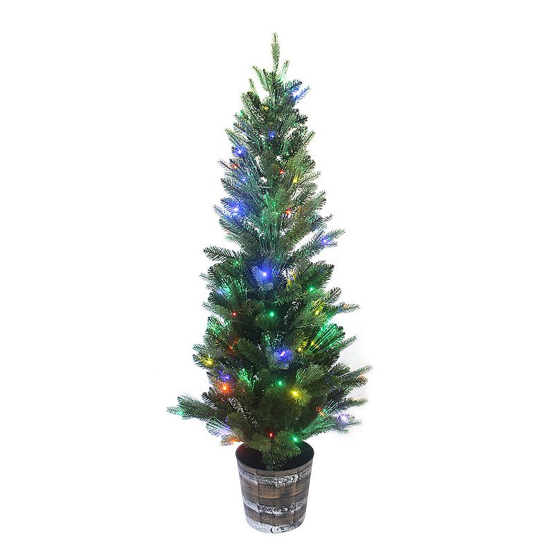5-ft. Northern Light Fiber Optic Potted Artificial Christmas Tree, Multicol