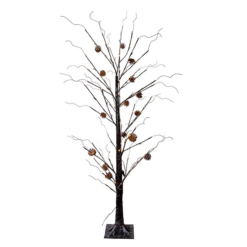 5-ft. Flocked LED Twig Artificial Tree, Brown