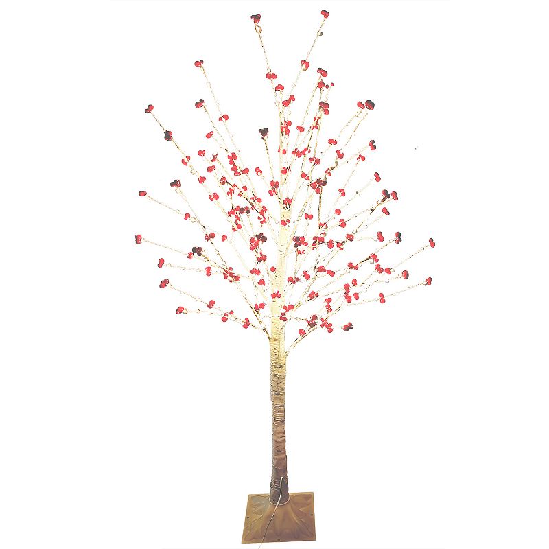 4-ft. Red Berry Twig LED Artificial Tree, Multicolor