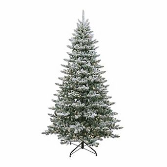 7.5-ft. Pre-Lit LED Snow Pine Artificial Christmas Tree