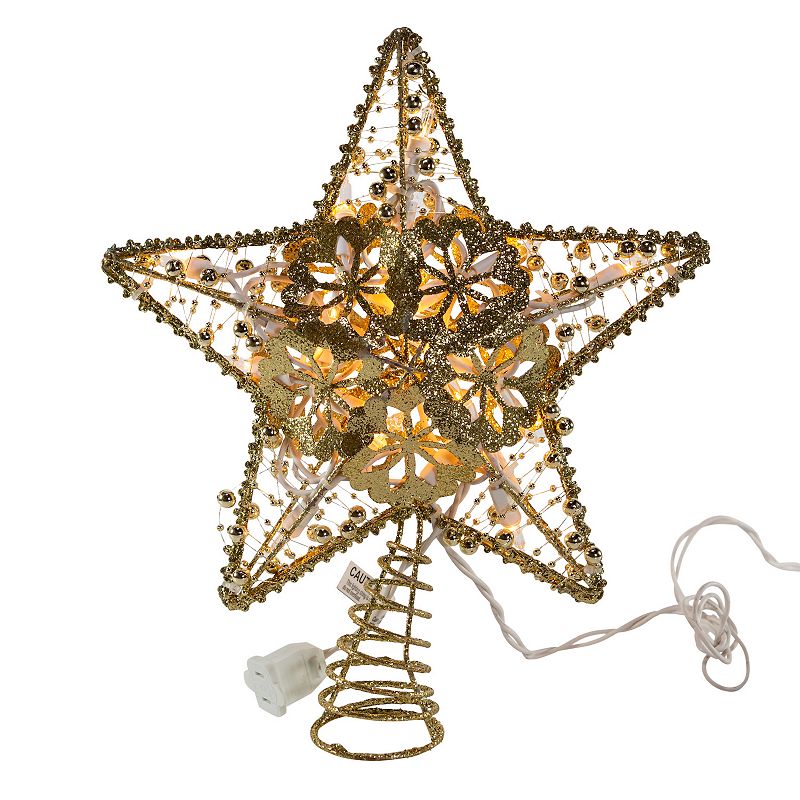 20-Light Gold Finish Star Christmas Tree Topper, Multicolor