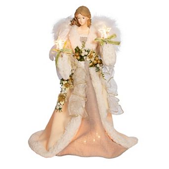 10-Light Ivory Dress Angel Christmas Tree Topper