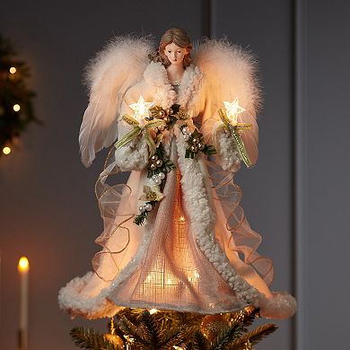 10-Light Ivory Dress Angel Christmas Tree Topper