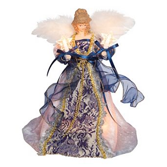 10-Light Delft Inspired Blue Angel Christmas Tree Topper